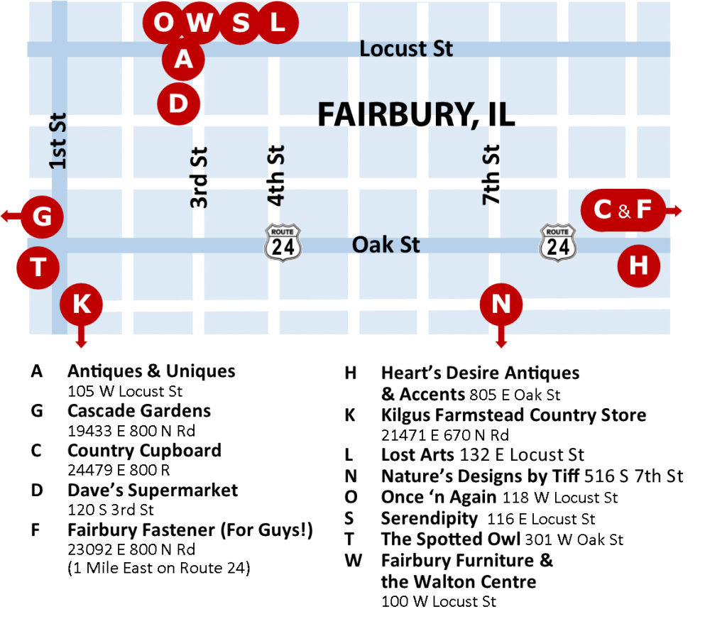 Shops Map – Fairbury, Illinois Attractions